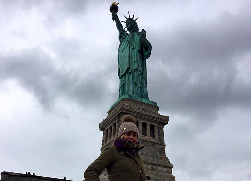 Meg at Statue of Liberty